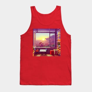 Musician Practice Music Alone in Room 80s Music Lover Tank Top